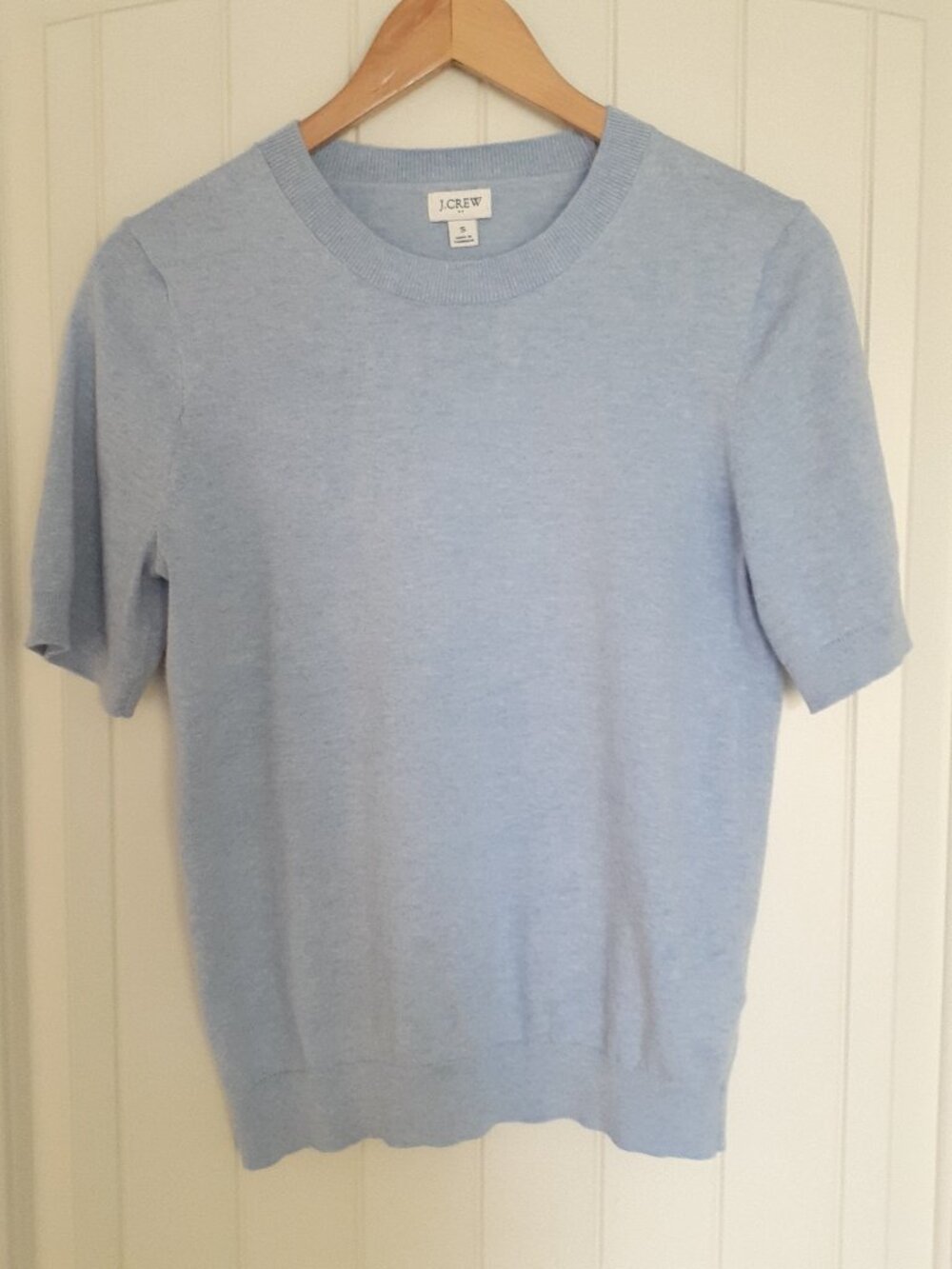 J. Crew Factory Short-Sleeve Cotton Crewneck Sweater Blue Size S